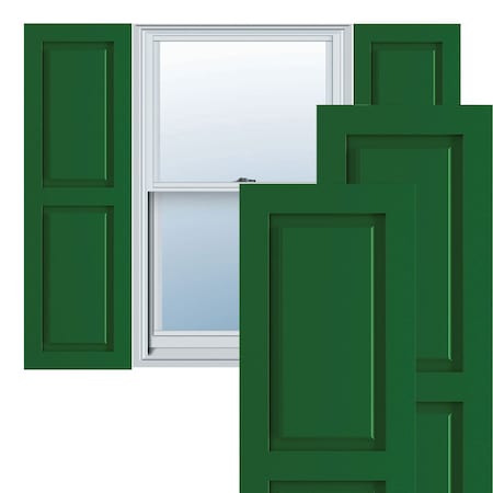 True Fit PVC Two Equal Raised Panel Shutters, Viridian Green, 15W X 55H